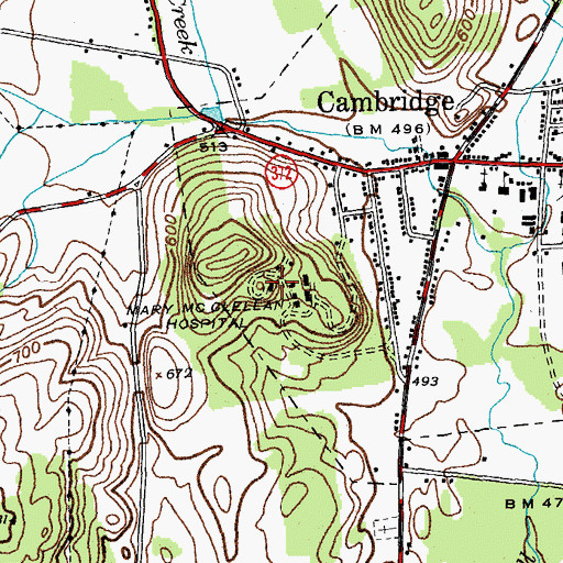 Topographic Map of Mary Mc Clellan Hospital (historical), NY