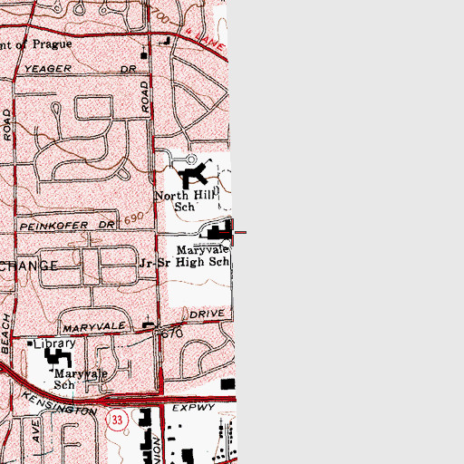 Topographic Map of Maryvale High School, NY