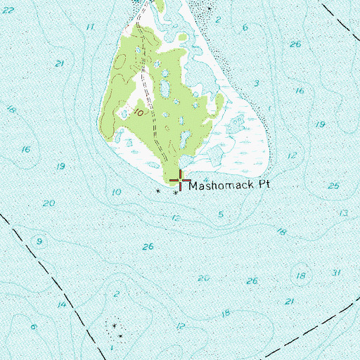 Topographic Map of Mashomack Point, NY