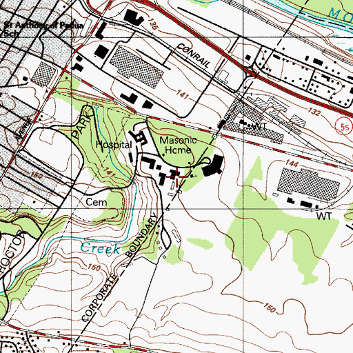 Topographic Map of Masonic Home, NY