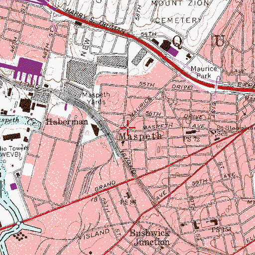 Topographic Map of Maspeth, NY