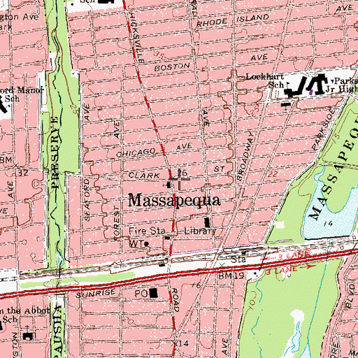 Topographic Map of Massapequa, NY