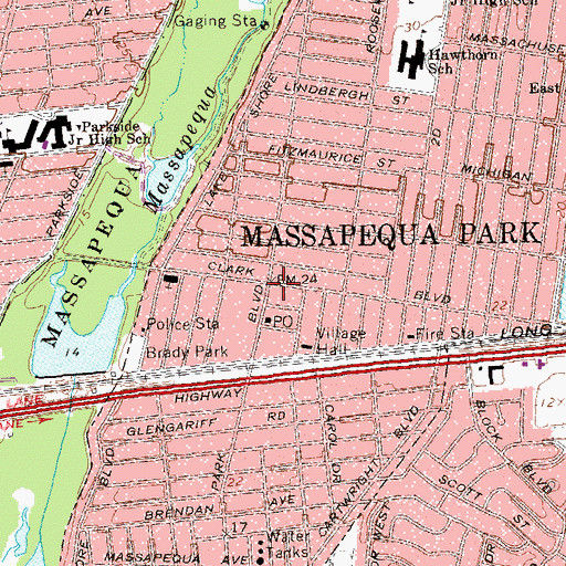 Topographic Map of Massapequa Park, NY