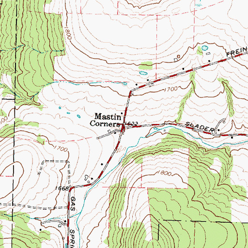 Topographic Map of Mastin Corners, NY
