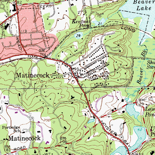Topographic Map of Matinecock, NY