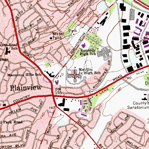 Topographic Map of H B Mattlin Middle School, NY