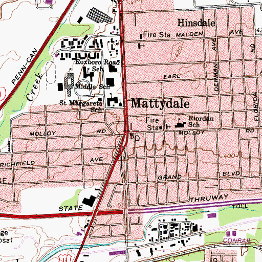 Topographic Map of Mattydale, NY