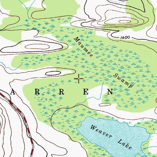 Topographic Map of Maumee Swamp, NY