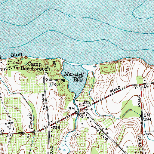 Topographic Map of Maxwell Bay, NY