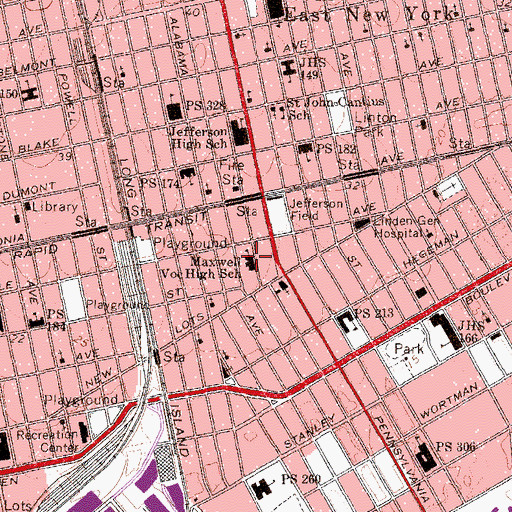 Topographic Map of Intermediate School 311, NY