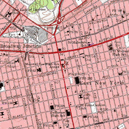 Topographic Map of William H Maxwell High School, NY