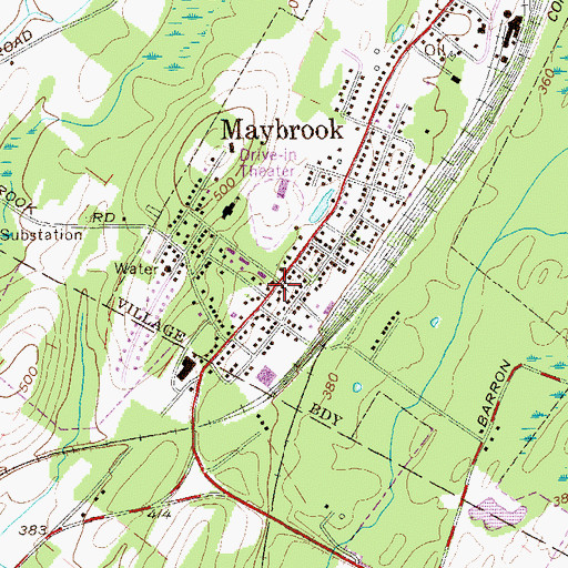 Topographic Map of Maybrook, NY