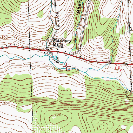 Topographic Map of Maybury Brook, NY