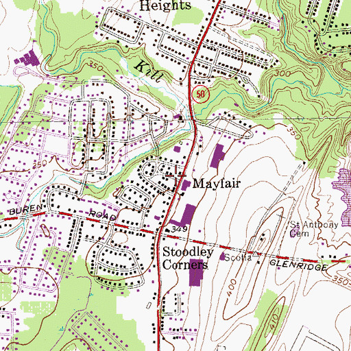 Topographic Map of Mayfair, NY
