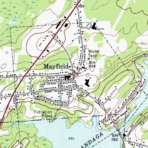 Topographic Map of Mayfield, NY