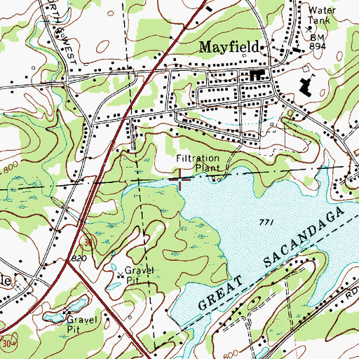 Topographic Map of Mayfield Creek, NY