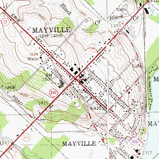 Topographic Map of Mayville, NY