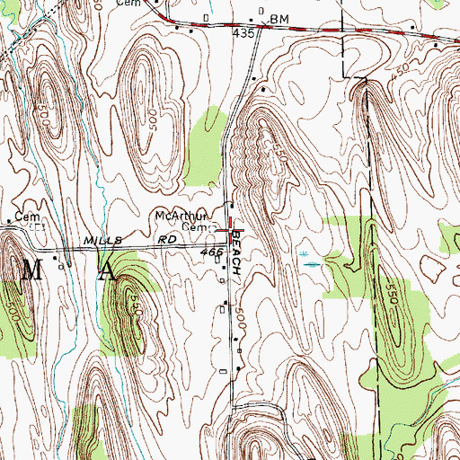 Topographic Map of McArthur Cemetery, NY