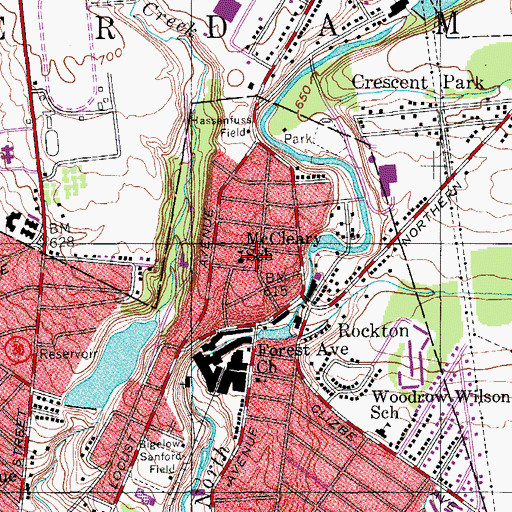 Topographic Map of McCleary School, NY