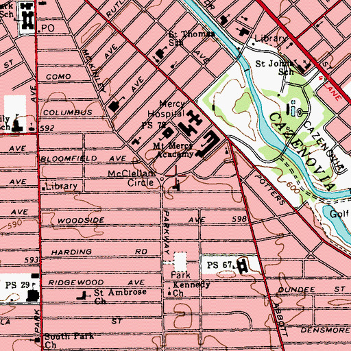 Topographic Map of McClellan Circle, NY