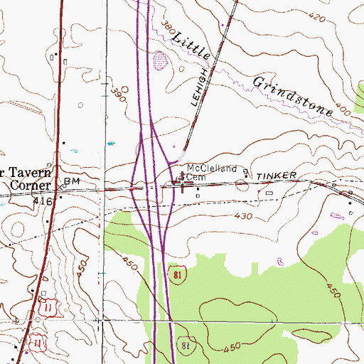 Topographic Map of McClelland Cemetery, NY