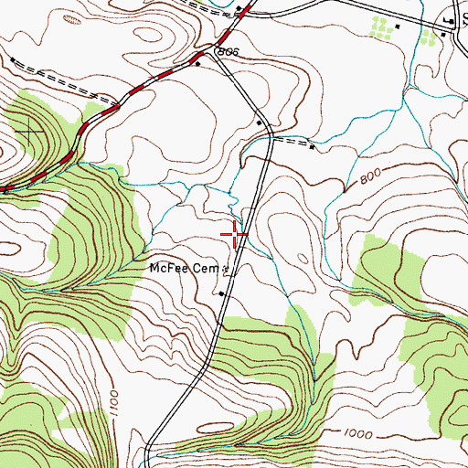 Topographic Map of McFee Cemetery, NY