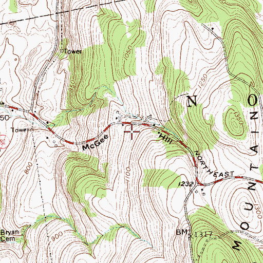 Topographic Map of McGee Hill, NY