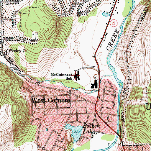 Topographic Map of McGuinness School, NY