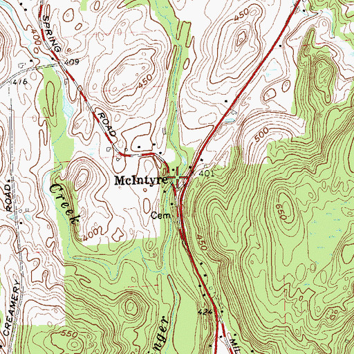 Topographic Map of McIntyre, NY