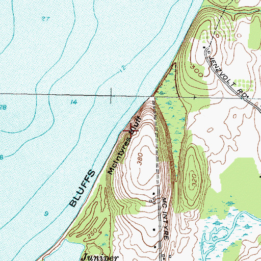 Topographic Map of McIntyres Bluff, NY