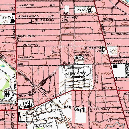 Topographic Map of McKinley Circle, NY