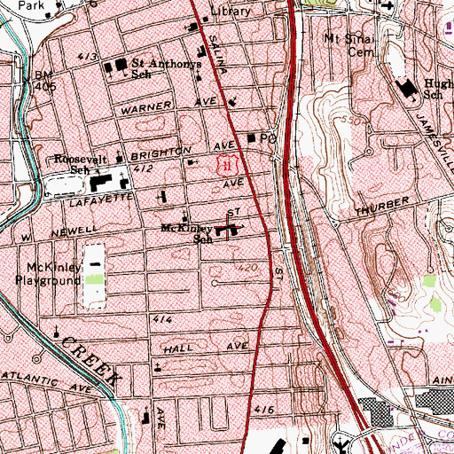 Topographic Map of McKinley - Brighton Elementary School, NY