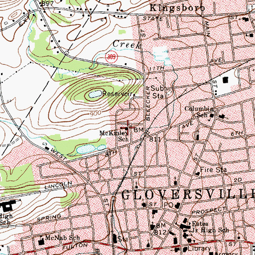 Topographic Map of McKinley School, NY