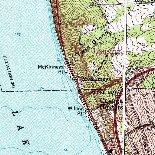 Topographic Map of McKinneys, NY