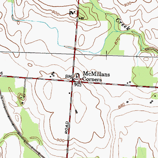 Topographic Map of McMillans Corners, NY