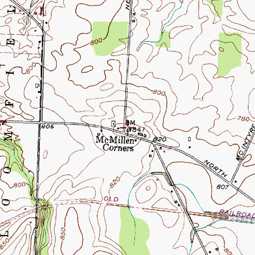 Topographic Map of McMiller Corners, NY