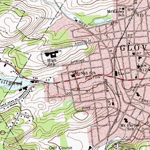 Topographic Map of McNab - Meco School, NY