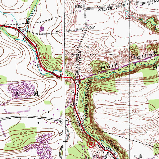 Topographic Map of McQueen Creek, NY