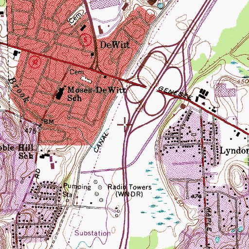 Topographic Map of Meadow Brook, NY