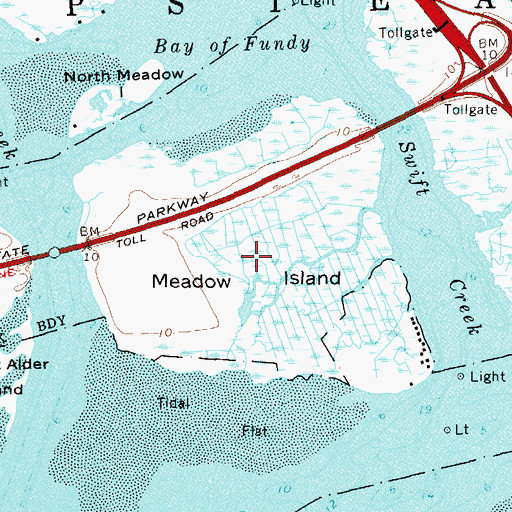 Topographic Map of Meadow Island, NY