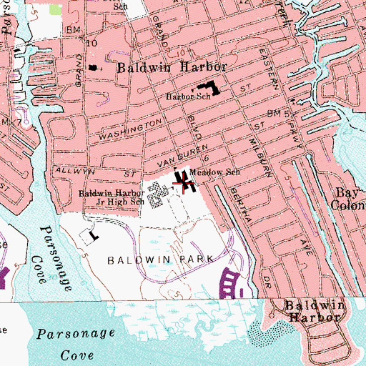 Topographic Map of Meadow Elementary School, NY