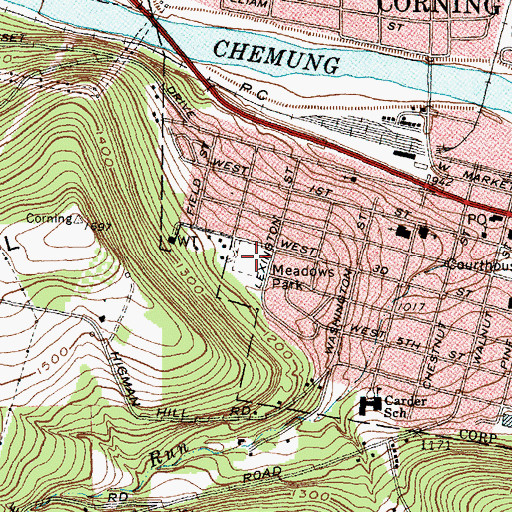 Topographic Map of Meadows Park, NY