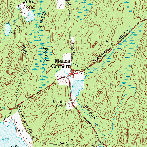 Topographic Map of Meads Corners, NY