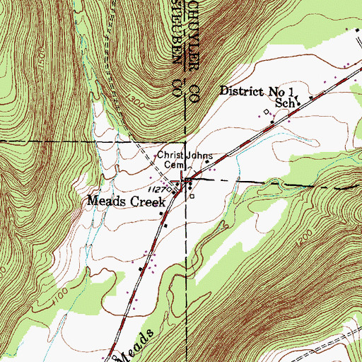 Topographic Map of Meads Creek, NY