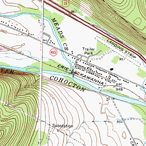 Topographic Map of Meads Creek, NY