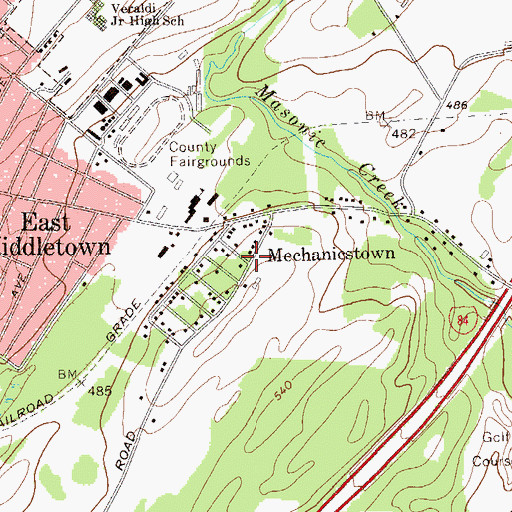 Topographic Map of Mechanicstown, NY