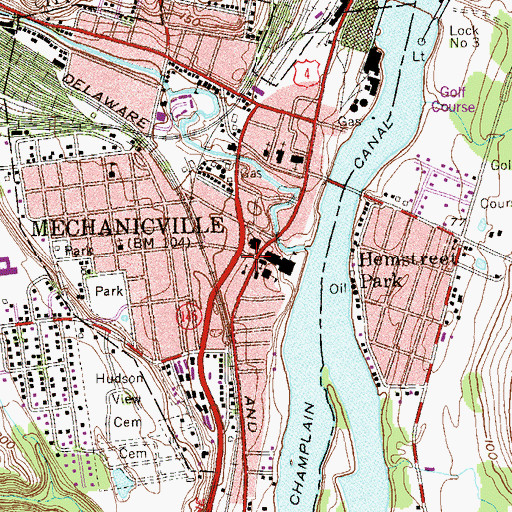 Topographic Map of Mechanicville, NY