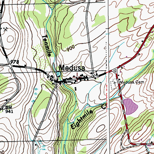 Topographic Map of Medusa, NY