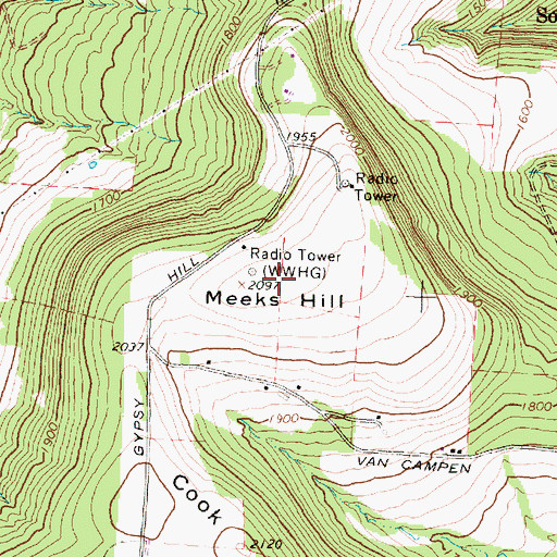 Topographic Map of Meeks Hill, NY