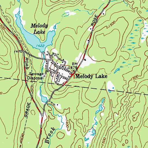 Topographic Map of Melody Lake, NY
